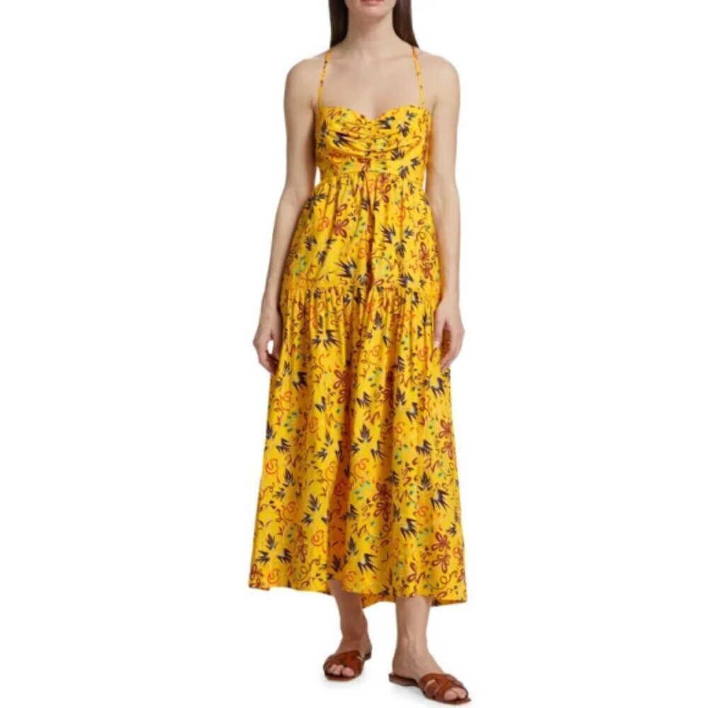 A.L.C. 'Arit' Printed Cotton Sleeveless Maxi-Dress, Sole Yellow Multi
